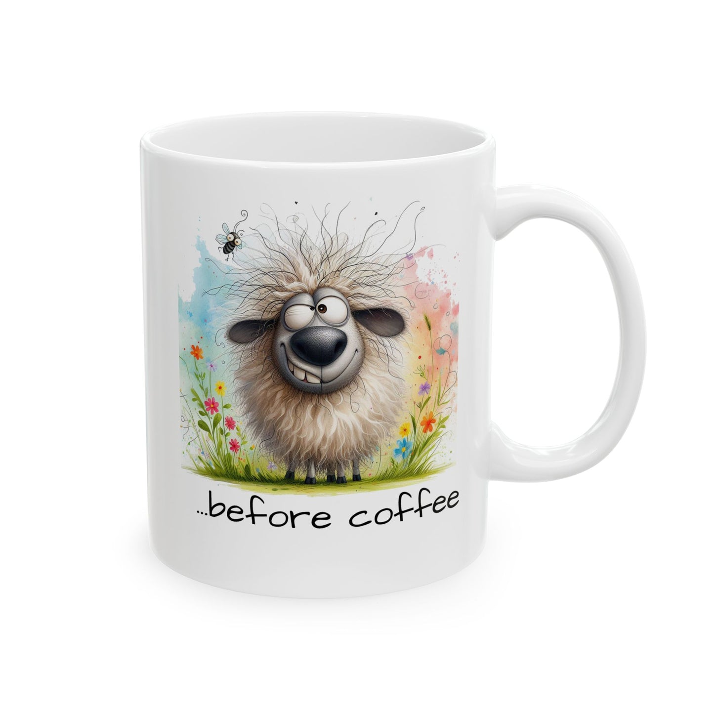 Funny Sheep "Before and after coffee" Morning Coffee Mug