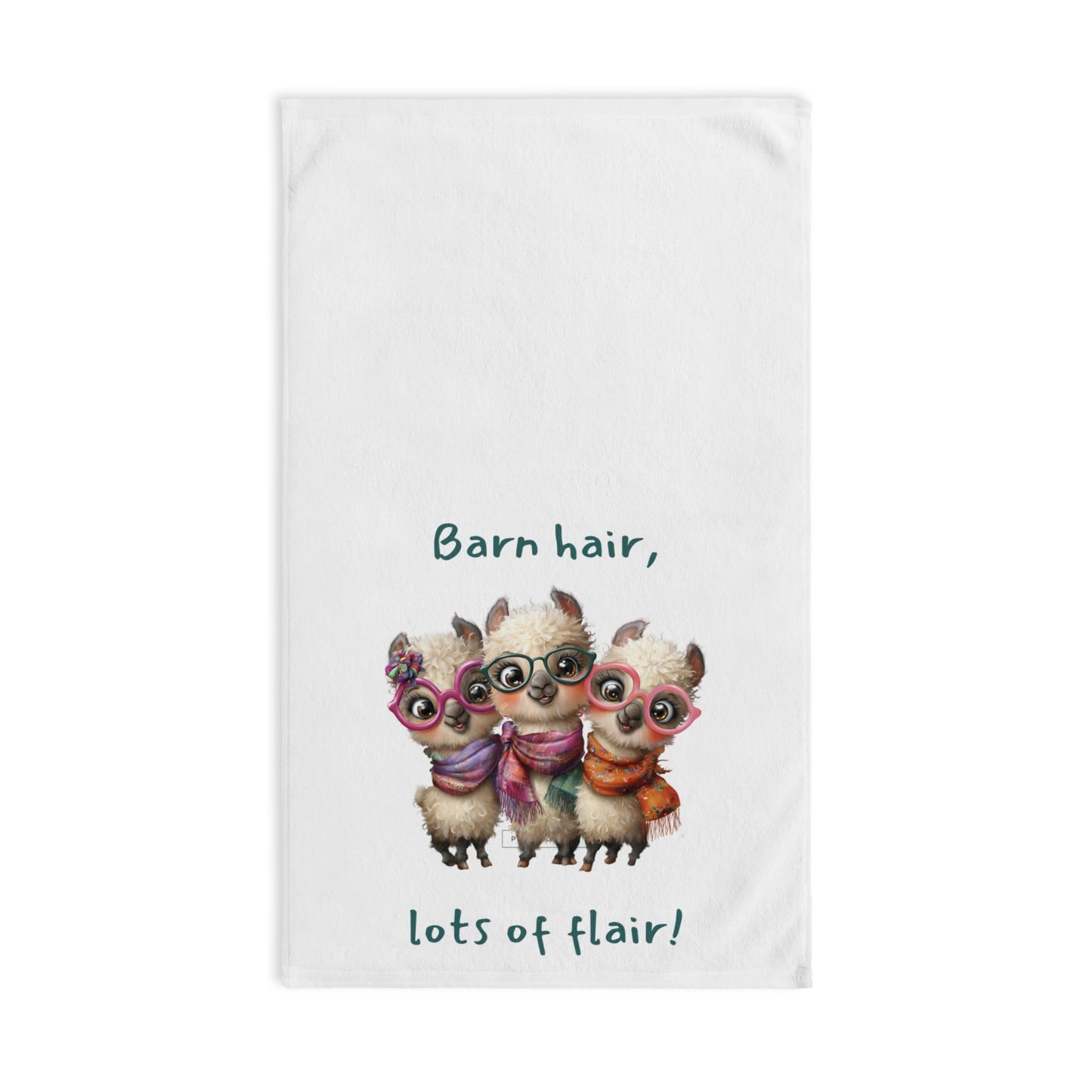 Llama Hand Towel — "Barn hair, lots of flair!" Cute Farm Decorative Kitchen or Bathroom Towel