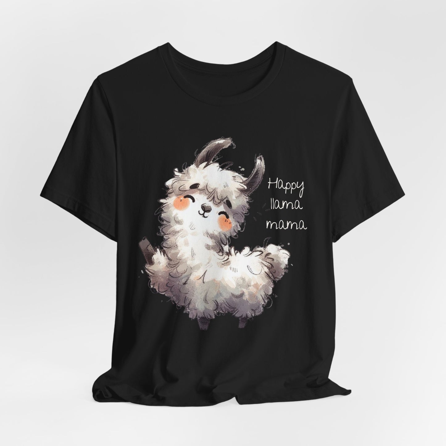 Happy Llama Mama T-shirt – Adorable Watercolor Alpaca Tee