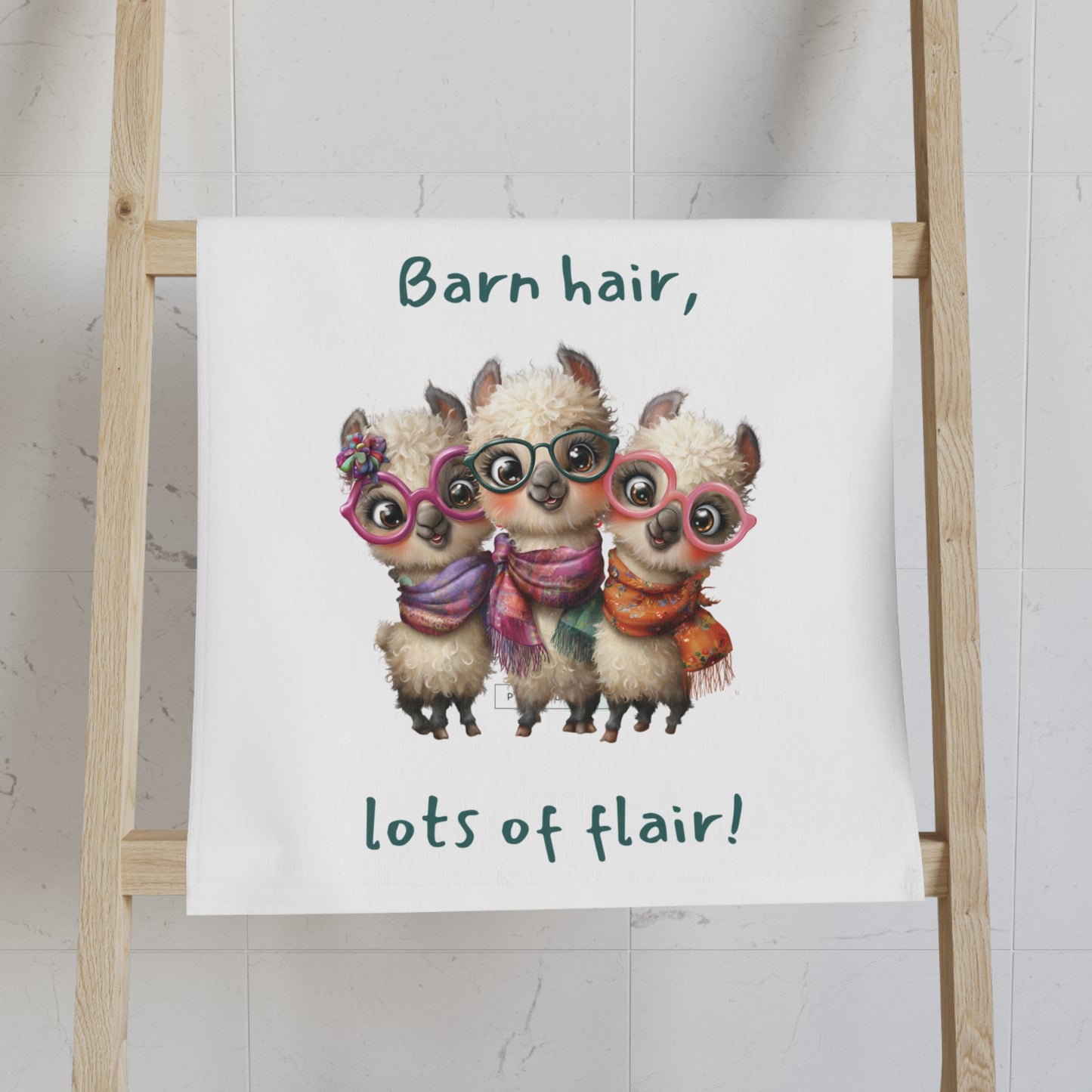 Llama Hand Towel — "Barn hair, lots of flair!" Cute Farm Decorative Kitchen or Bathroom Towel