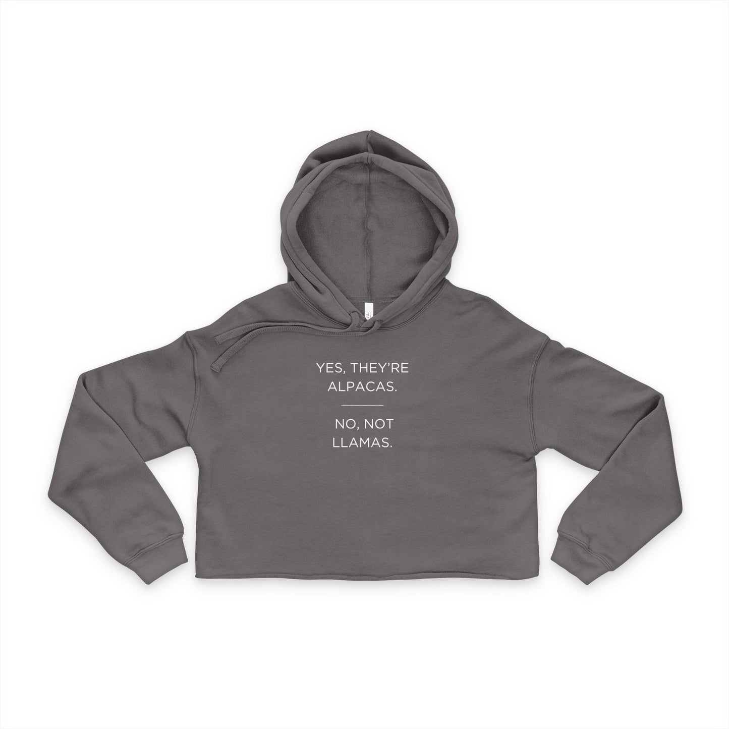 Cropped Hoodie — "Yes, They're Alpacas. No, Not Llamas." Cute Alpaca Graphic