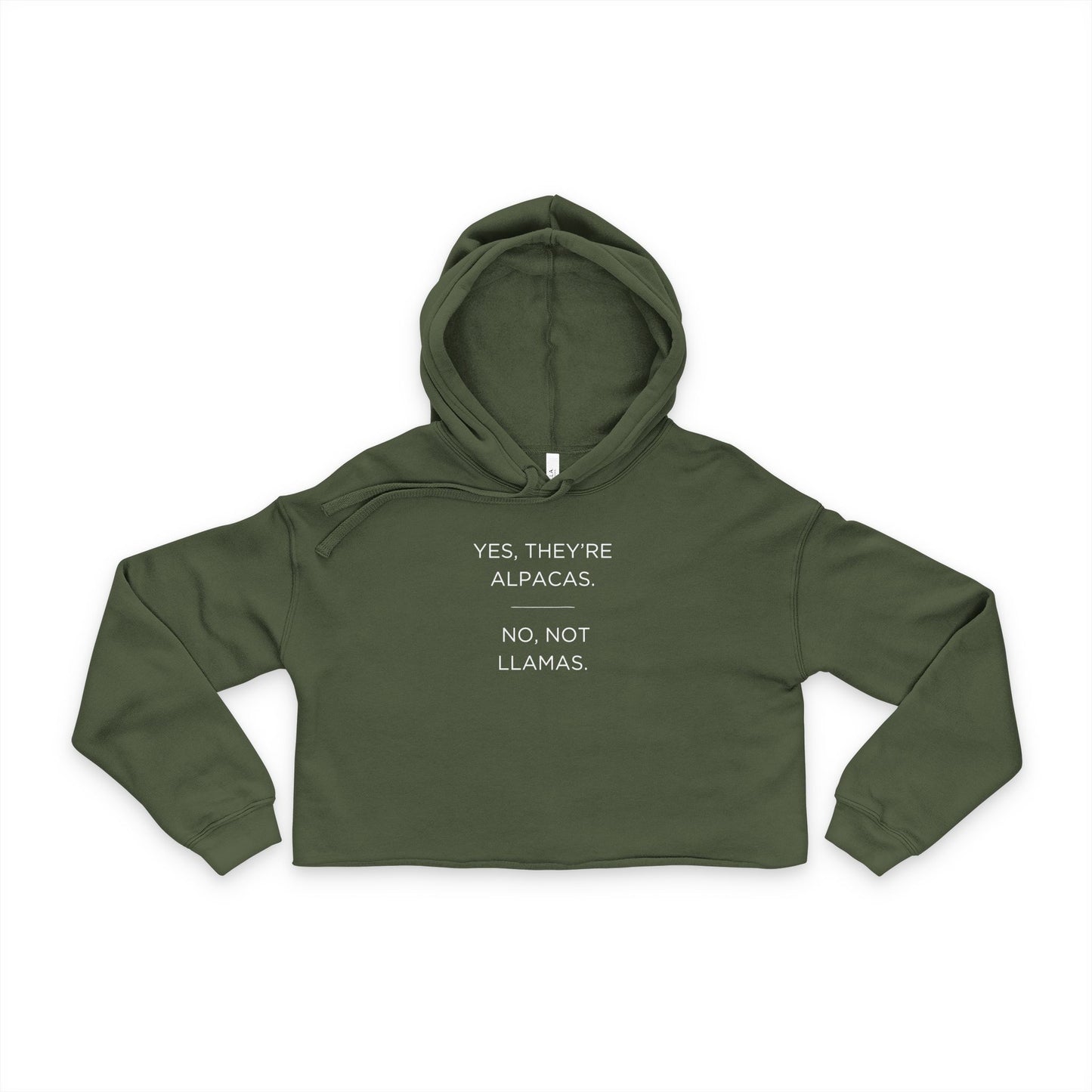 Cropped Hoodie — "Yes, They're Alpacas. No, Not Llamas." Cute Alpaca Graphic