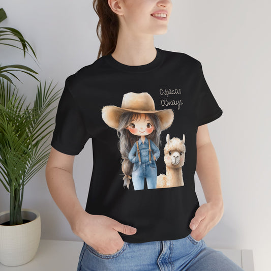 Ranch girl & Alpaca Tee — "Alpacas Always" Cute Western Graphic Shirt