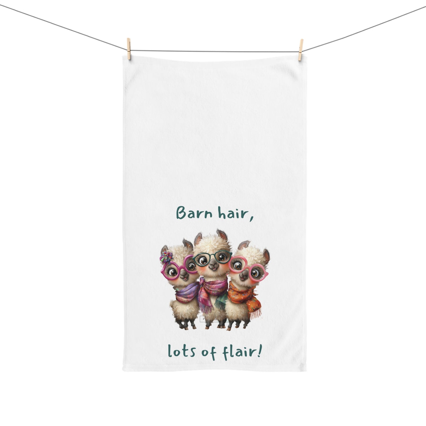 Llama Hand Towel — "Barn hair, lots of flair!" Cute Farm Decorative Kitchen or Bathroom Towel