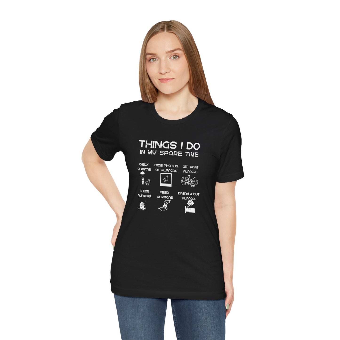 Alpaca Spare Time Funny Short Sleeve Tee