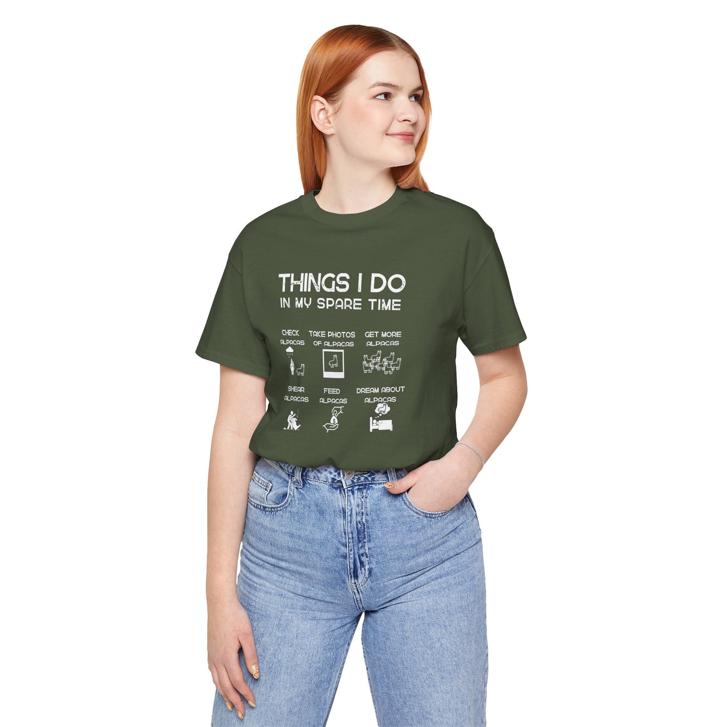 Alpaca Spare Time Funny Short Sleeve Tee