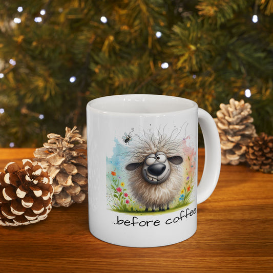 Funny Sheep "Before and after coffee" Morning Coffee  Mug