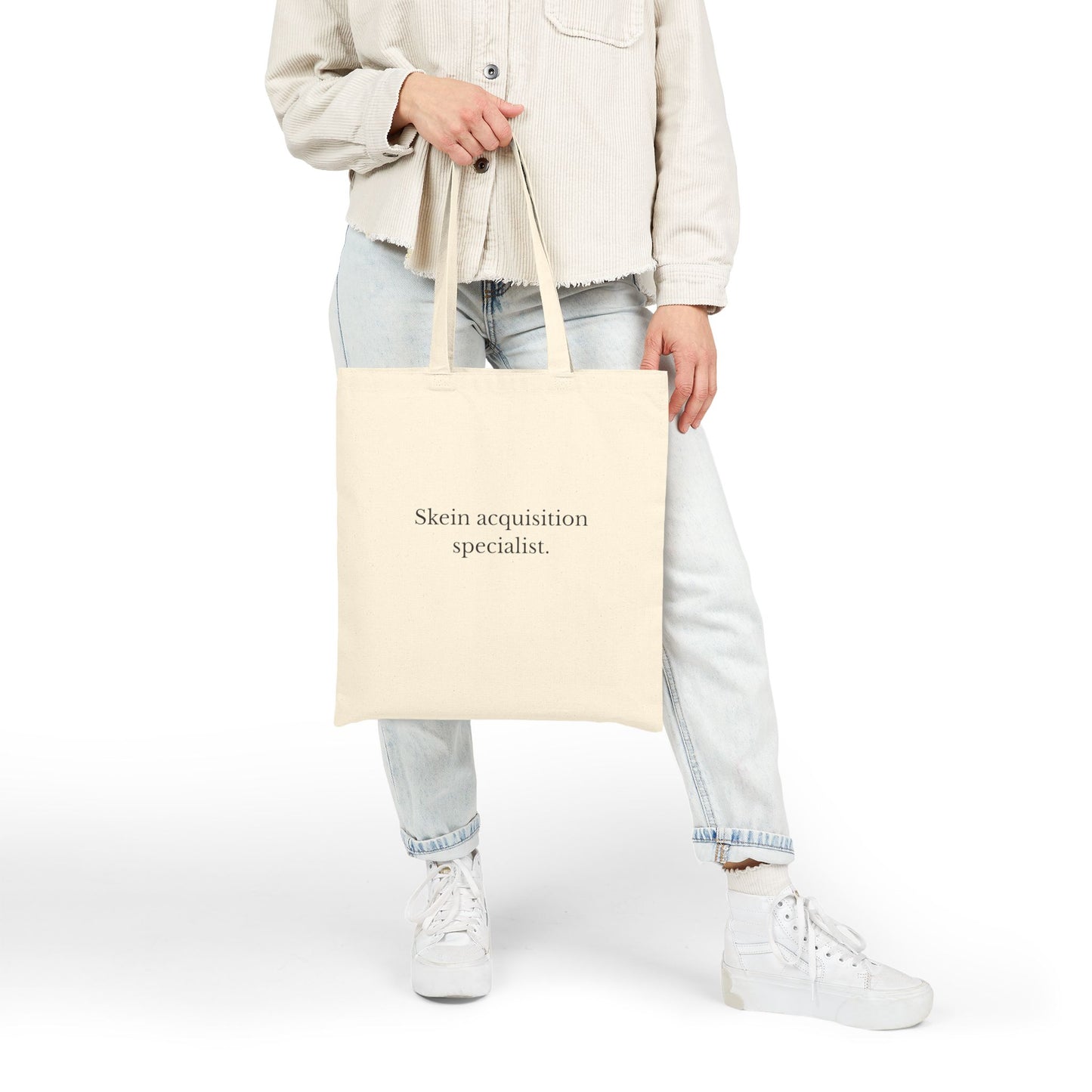 Tote Bag — "Skein Acquisition Specialist." Minimalist Canvas Tote for fiber Lovers