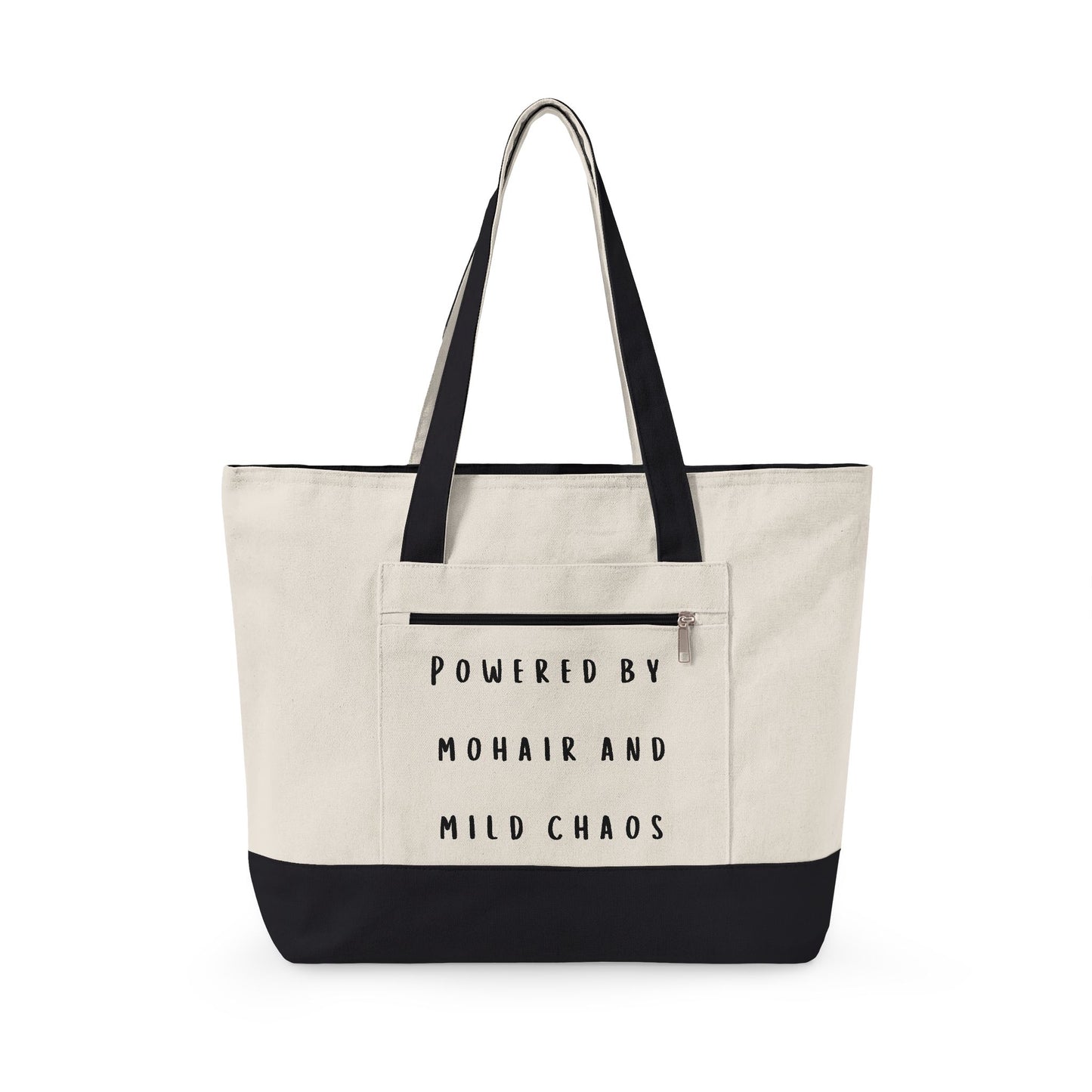 Zippered Market Tote — "Powered by Mohair and Mild Chaos"