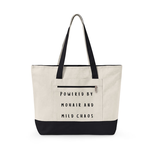 Zippered Market Tote — "Powered by Mohair and Mild Chaos"