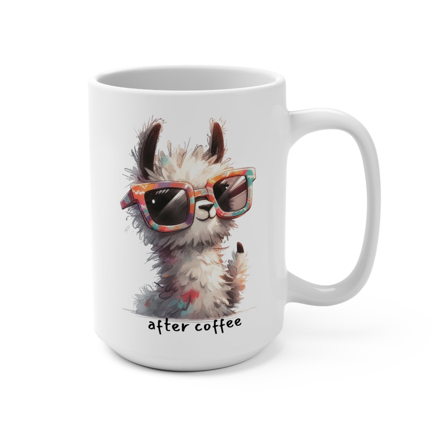 Llama "Before/After Coffee" Mug 15oz —  Funny Animal Morning Cup