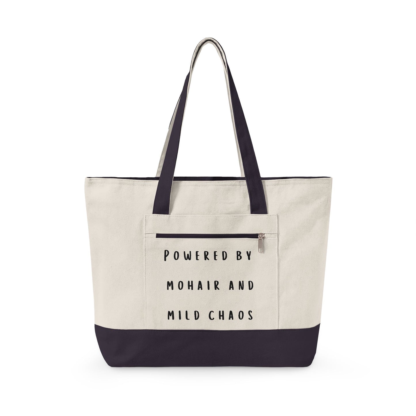 Zippered Market Tote — "Powered by Mohair and Mild Chaos"
