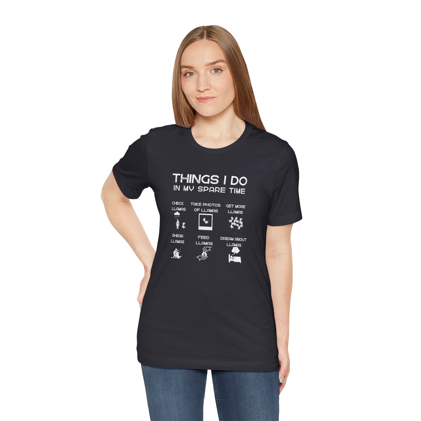 Llama Lover T‑Shirt — "Things I Do in My Spare Time" Funny Llama Activities Tee