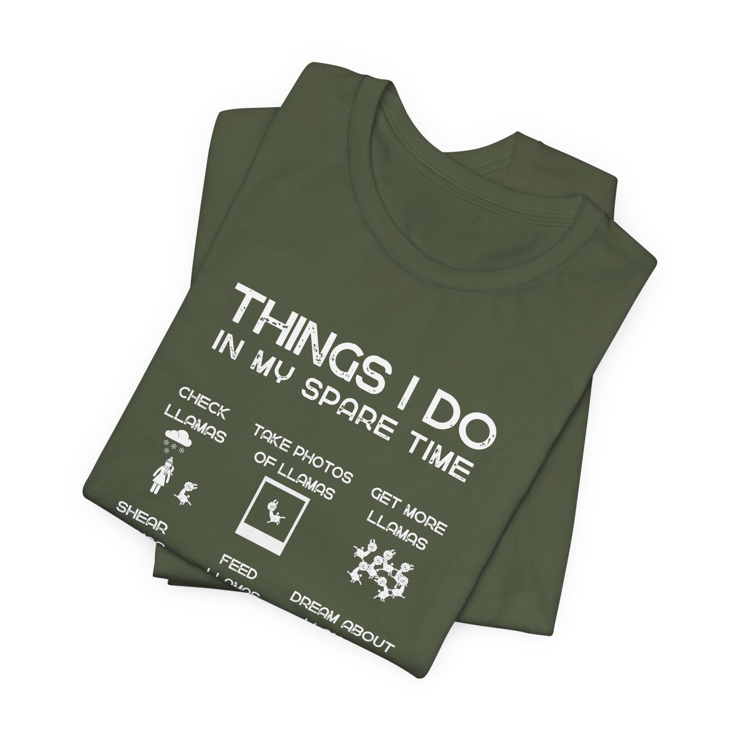 Llama Lover T‑Shirt — "Things I Do in My Spare Time" Funny Llama Activities Tee