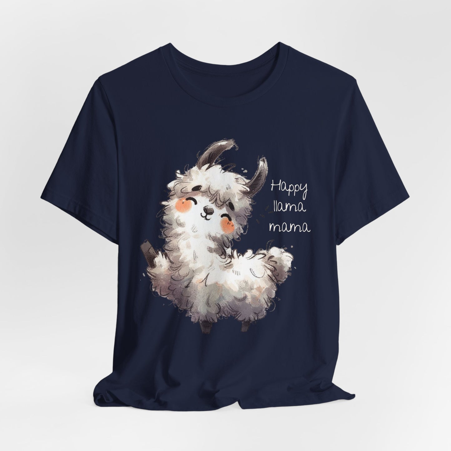 Happy Llama Mama T-shirt – Adorable Watercolor Alpaca Tee