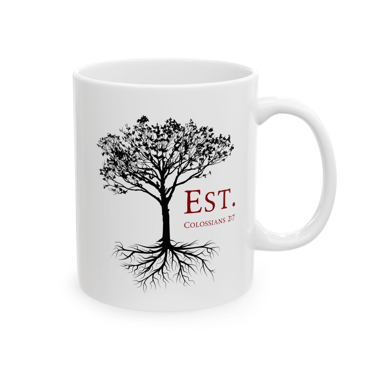 "Established" Colossians 2:7 Inspirational Coffee Cup (11oz/15oz) Bible Verse Ceramic Mug