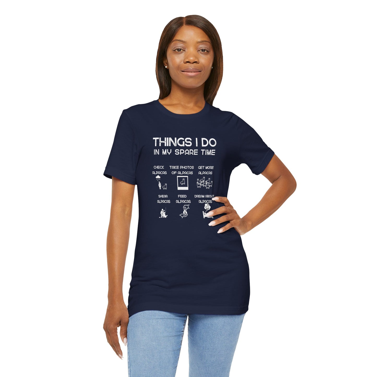 Alpaca Spare Time Funny Short Sleeve Tee